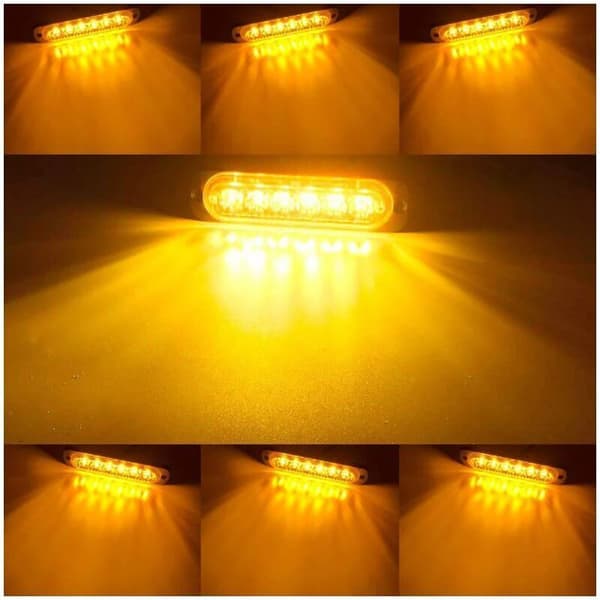 4 nødlys for kjøretøy, nødlys for lastebiler, strobe lys, 6 LED overflate montering vanntett