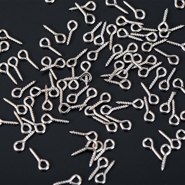 10mm pr. Øje 4mm Rustfrit Stål Øjeskruer til Harpiks, Smykker, Perler og Plastik, 100 stk.