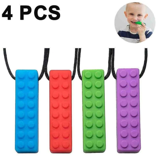 4-pak sensorisk tyggehalskæde til småbørn med autisme, bidebehov, oral motortyggepind, bider legetøj til autistiske tyggere, tyggegummivenligt