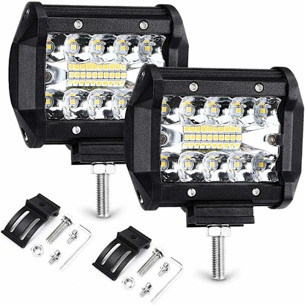 Ekstra Forlygte, 2x70W LED Arbejdslys, 12V 7200LM 6000K IP68 Vandafvisende, Stort Lys, SUV, UTV, ATV, Tågeforlygter, Offroad Forlygter