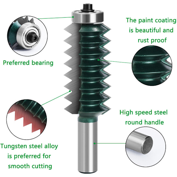 1 st 12mm Skaftfoglim Raised Panel Cutter V-Fog Fräsfräs för Trä Tenonfogar Kon Tenonfräs