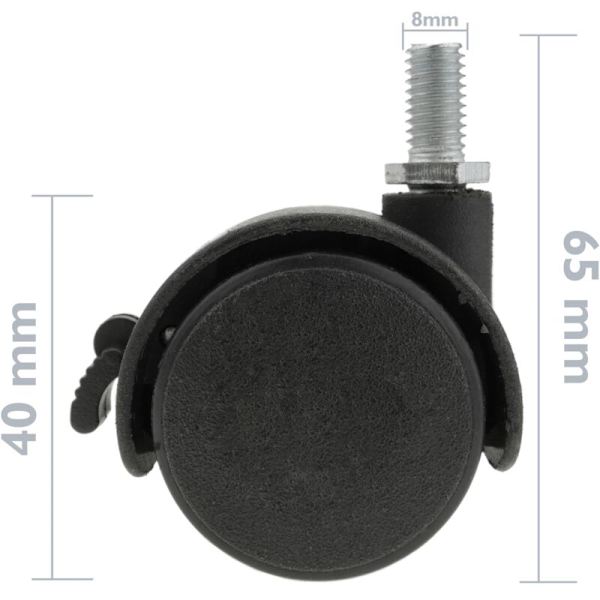 Svingbare hjul med nylonhjul og brems 40 mm M8 4-pakning