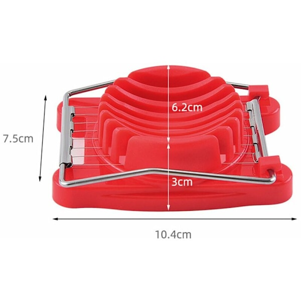 Äggklyvare för hårdkokta ägg, enkel att skära ägg i skivor, robust kropp med rostfria ståltrådar, halkfria fötter, diskmaskinsäker, BPA-fri