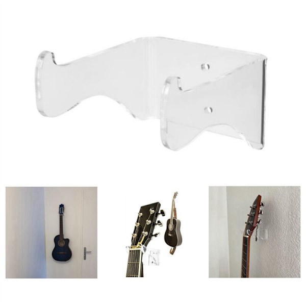 2-pakks holdbar klar akryl gitar veggmontering brakett holder for gitar fiolin