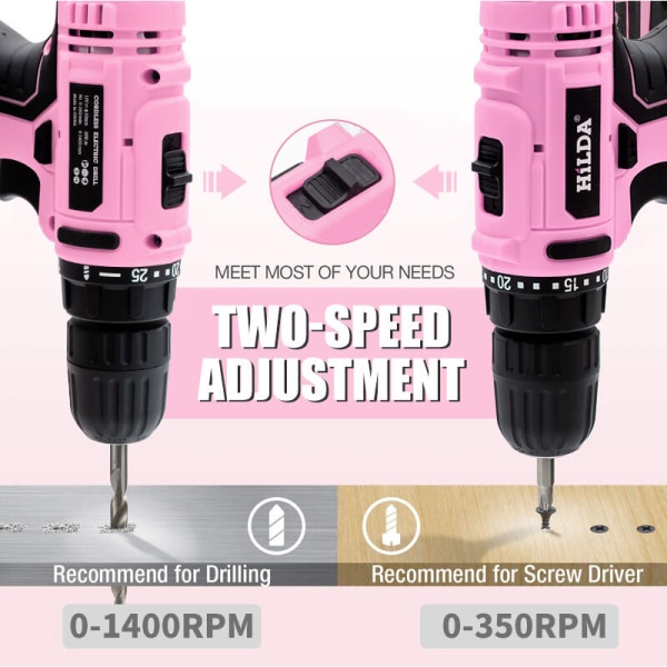 12V sladdlös borrskruvdragare, sladdlös skruvmejsel, förvaringsväska, 20 Nm, rosa borrskruvdragare för DIY