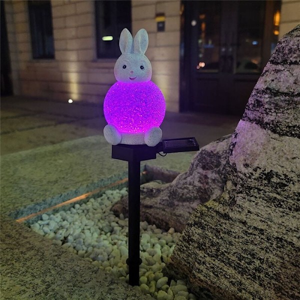 Kaninfigur LED Solcellelys Julepynt for Hage Lys Utendørs Belysning Plenlampe