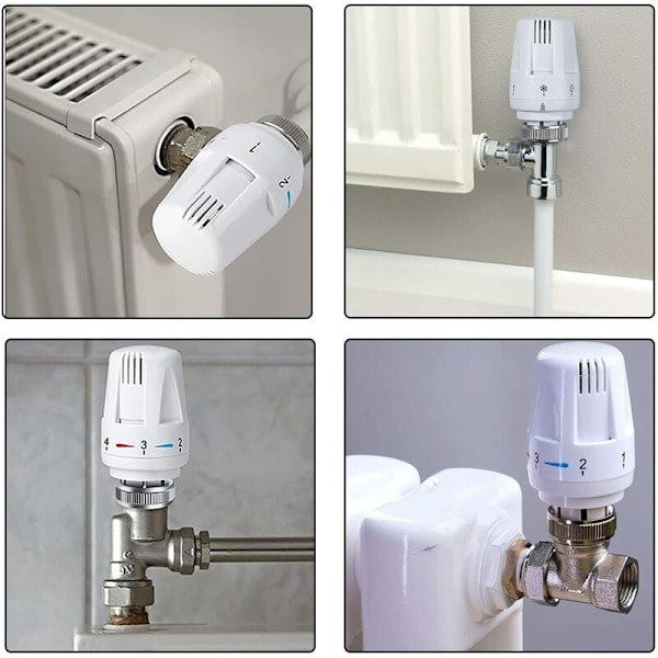 Sæt med 4 termostathoveder til radiatorer, termostatventiltilbehør, termostathoved til radiator, udskiftningshoved til termostatventil M30 x