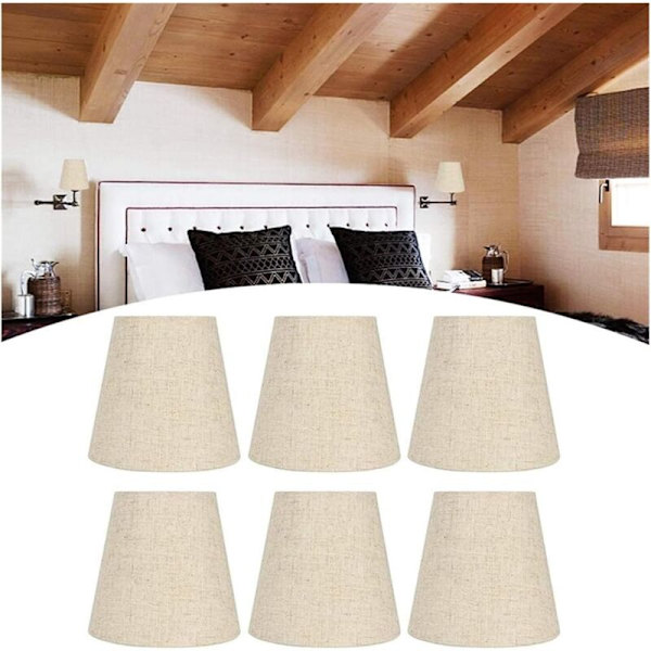 6 st Lamp Skärm Vägglampa Kronljus Clip-on Lamp Skärm E14 Skruv Linne Liten Lamp Skärm för Bordlampor