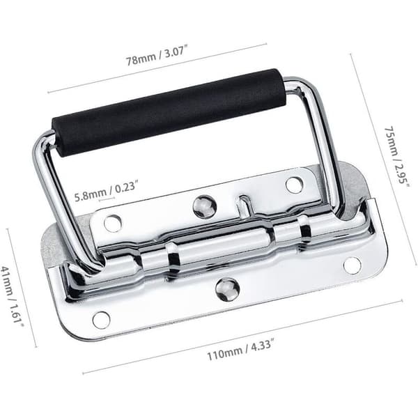 Kampagne, rustfrit stål foldbart checkout håndtag 110 x 41mm, sølv, 2 stk, AAFGVC