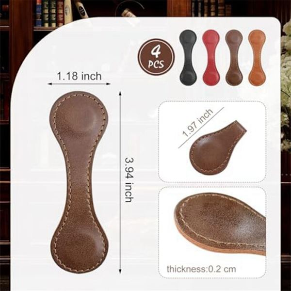 Magneettiset kirjanmerkit, 4 kpl Retro Henkilökohtaiset Nahkaiset Magneettiset Sivunmerkit Lahja Rakastajille Kirjoille