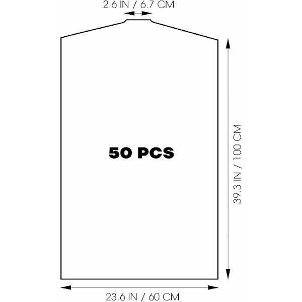 50 stk 60cm x 100cm Tørrrenspose Klær Plagg Engangs Beskyttende Deksel Støvtett Dresspose - Fei Yu