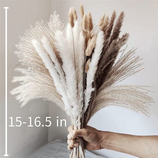Pampasgräs 80 st 17 tum Torkat Pampasgräs - Fluffy Stjälkar Bukett för Heminredning Bröllop Boho Dekor