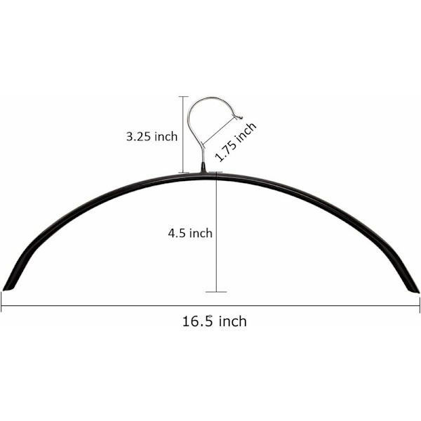 10 stk. skridsikre bøjler, supergreb metalbøjler, ideelle til skjorter, jakker - 36 cm - sorte