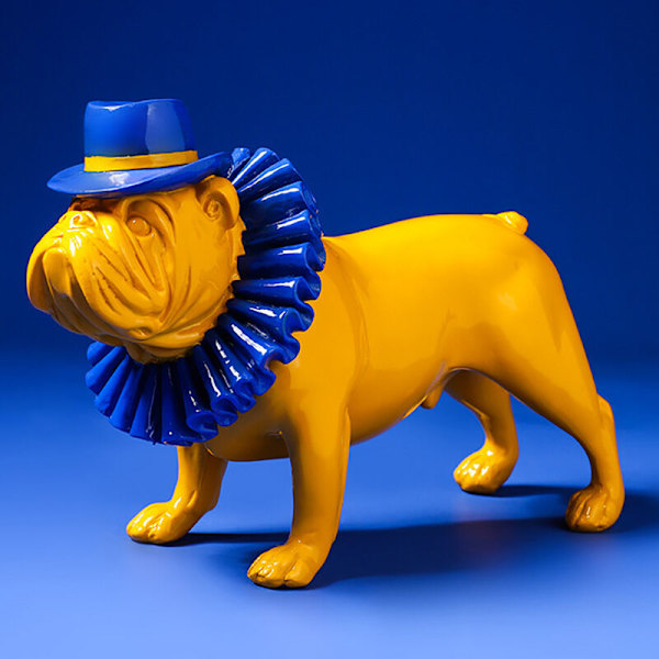 1 stk. Kreativ farve Bulldog Punk stil hundestatue harpiksfigur Hjemmekontor Butik dekoration Ornament Håndværk Gul A