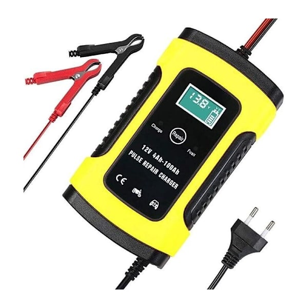 Intelligent Automatisk Batterilader og Vedligeholdelsesenhed, 12V/6A Bærbar Backup-lader med Pulsreparations-Flydelader til Bil, Plæneklipper, Motorcykel