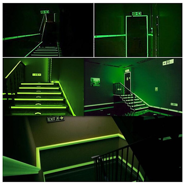 2 Ruller Fluorescerende Selvklebende Lysende Tape Vanntett Avtakbar Limtape Gløder i Mørket for Trapper Scene Sykkel Soverom Garasje - 3cm x 3m