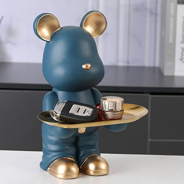 Nordisk Kreativ Bjørn Opbevaringsbakke Statue Dekoration Slik Nøgle Disk Fødselsdag Housewarming E