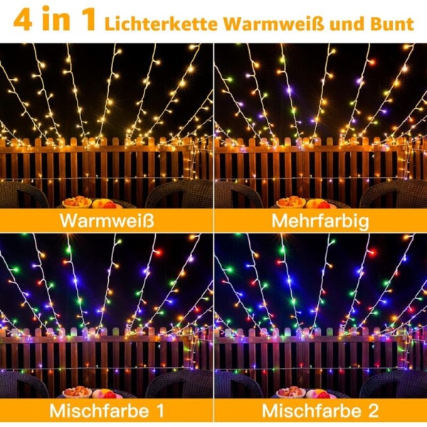 LED-lykter, vanntette utendørs lysslynger, kjøpesentre og butikker blinkende lys, juledekorasjonslys, farge, 20m200 lys