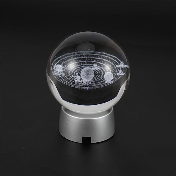 Planet Kristallkula 3D Global Glas Solsystem Modell med LED-bas Dekoration Tillbehör Astronomisk Dekorativ Boll L