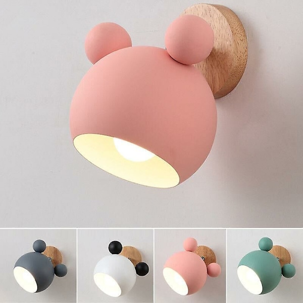 Nordisk vegglampe i aluminium Mickey vegglampe for barnerom moderne innendørs vegglampearmaturer E27 kreativ belysning Gul