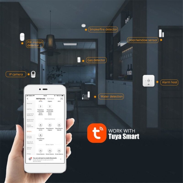 Tuya WiFi Lækagealarm Lækagesensor Detektor Oversvømmelsesniveau Alarm Vandlækagedetektor til Køkken Badeværelse