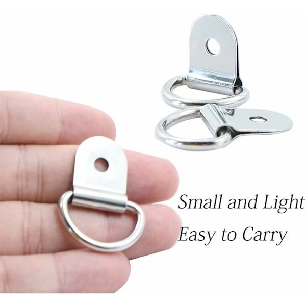 Rustfrit Stål Spændebåndsringe 20 Styk D-ringe Forankring Spændebåndsringe til Trailere Tungt Udstyr Power Tools Camping 36x25mm - Sølv