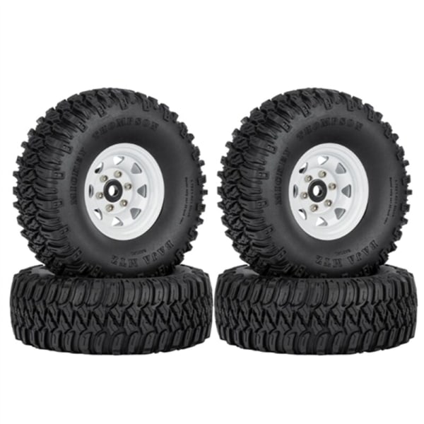 4 stk 1,55 metallfelger med beadlock og dekksett for 1/10 RC Crawler Car Axial Jr D90 CC01 LC70, 1 hvit