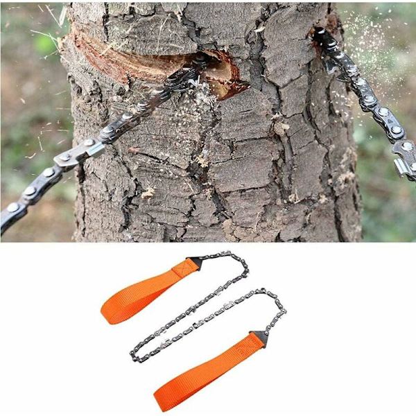 Kannettava Kettusahan Käsisahka, Kaapelisahka Selviytymisvarusteille, Leirintään, Metsästykseen, Teräksinen Kaksipuolinen Terä, Helppo Leikata Oksia (11 Hampaata, 103cm)