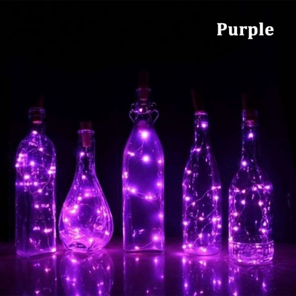 20 LED-vinflaskeljus Solcellslampor Stjärnformade Vinproppsfästade Ljus för DIY-Fester Halloween Jul Bröllop Dekoration Lila