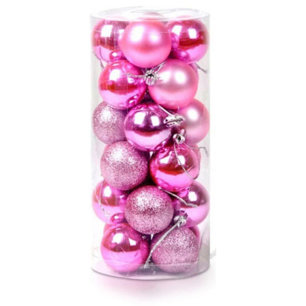 Julekulepynt, 24 Pakke Uknuselige Dekorative Pynt til Juletreet 3 cm/4 cm/6 cm/8 cm, Julehengende Kuler, Pynt, Rosa