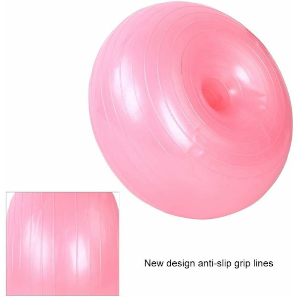 Yogaball - 50 cm Treningsball - PVC Rosa Donutform - Yogaballstol - Balanse Trener - Anti-Eksplosjon Tykkelse Oppblåsbar Sete Trening - Hjem & G