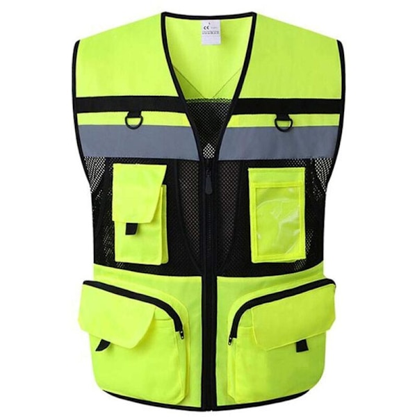 Reflekterende Sikkerhedsvest - Multi-lomme Reflekterende Sikkerhedsvest - Grøn (XL)