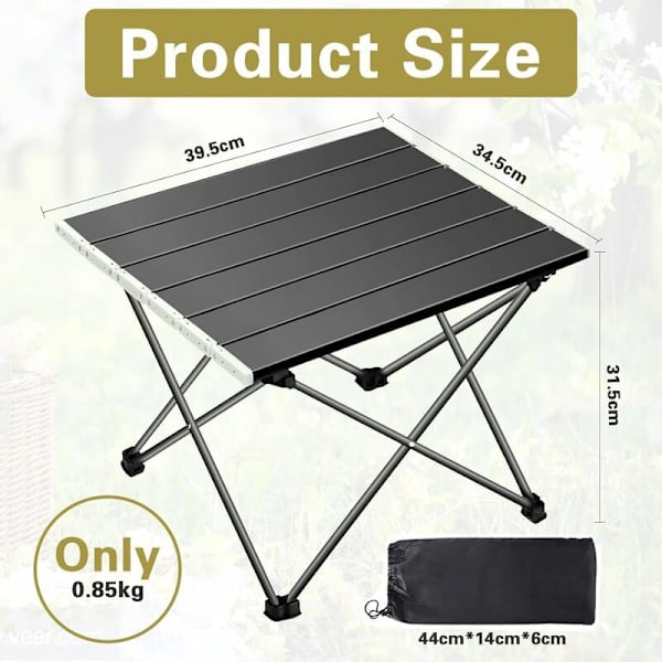 Campingbord, Fällbart Campingbord, Bärbar Ultralätt Aluminiumlegering Fällbart Bord med Bärväska, Fällbara Campingbord för Utomhus, Picknick,