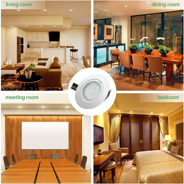 Pakke med 10 LED-indbyggede spotlights 5W GU10 koldt hvidt 6000K svarende til 50W halogenpære ikke-dæmpbar indendørs indbygget loftslampe--