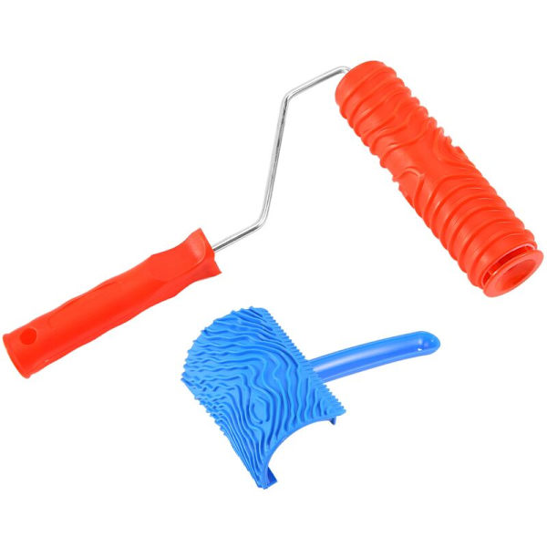 Imitation Wood Pattern Tool Set Eg300T 7 Inch Rubber Roller + MS16 Imitation Wood Grain Tool Embossing Coating Art Paint Roller