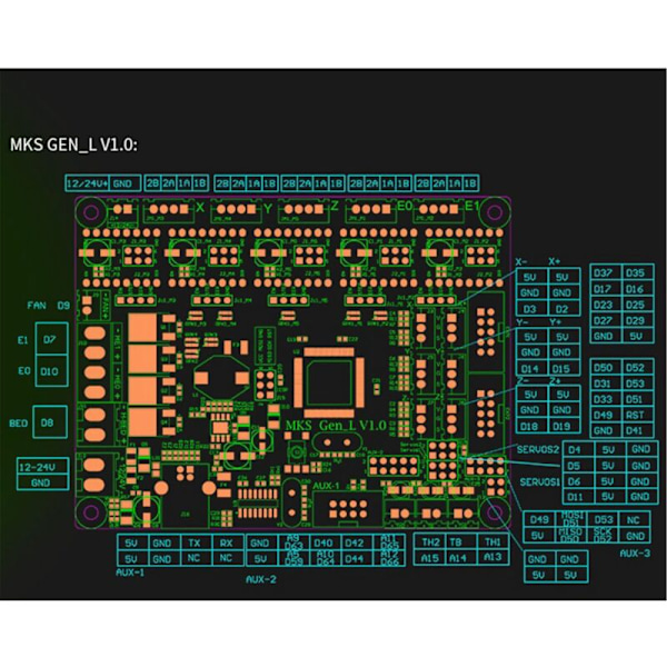 3D-printer-bundkort til MKS Gen-L V1.0-styring, kompatibel med Open Source Ramps