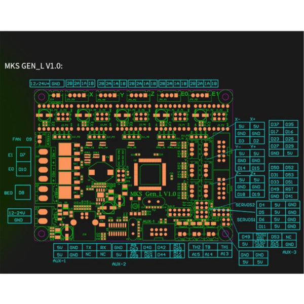 3D-skriver hovedkort for MKS Gen-L V1.0-kontroll, kompatibel med Open Source Ramps