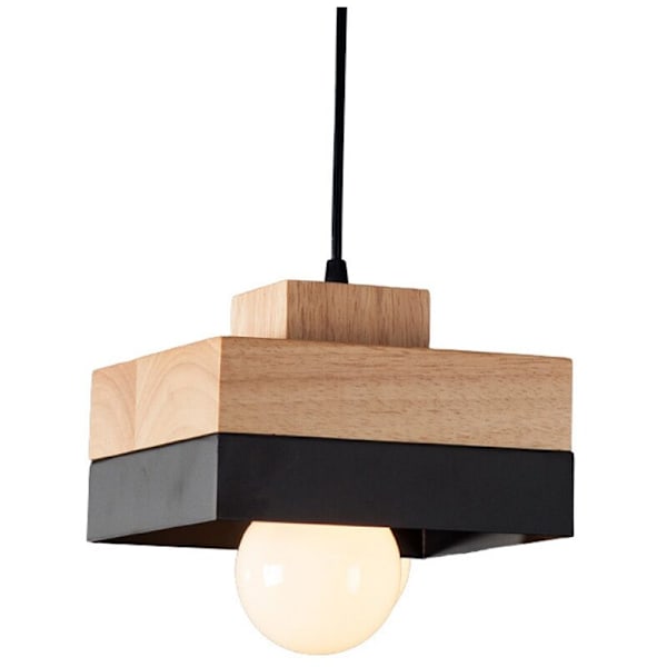Taklampe Moderne Tre Hengelampe Nordisk Rund Kvadratisk Hengelampe for Cafe Bar-2