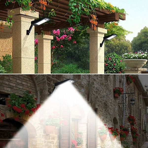48 LED Udendørs Belysning 900lm Sensor LED Solcelle Vægge Lampe (IP65 Justerbar Nødpol Var Vandtæt 4 Tilstande af Have Terrasse Gærde Dæk Have Ai