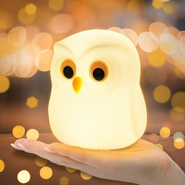 LED nattlampa barn, baby nattlampa utan smådelar Touch laddning fortfarande ljus dimbar Söt uggla färgglad för sömn hjälp present