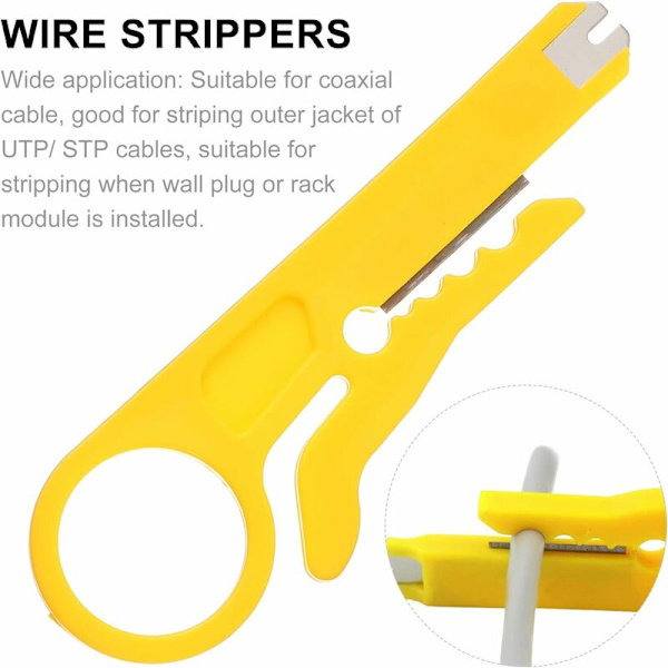 14 stk Mini Nettverkskabelavstripper Kabelavstripper Stanse Kabelkutter for Nettverkskabel Datakabel Telefonkabel Datakabel Utp-kabel Blandet farge HIASDFL