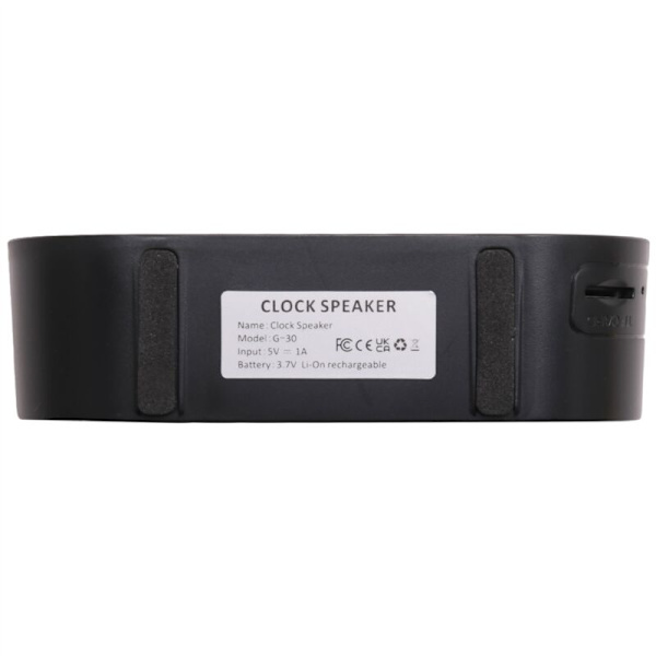 Portabel Bluetooth-högtalare med digital klocka, färgglad nattlampa, dubbla väckarklockor, spegel, subwoofer, svart
