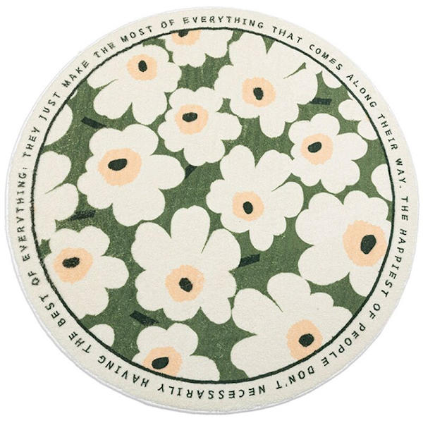 Nordisk teppeutskrift Tykt teppe Sklisikre gulvmatter Soverom Sengside Fluffy runde tepper Myke tepper-60 cm