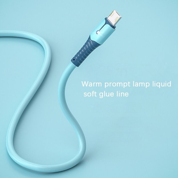 Datakabel -B, Oxygen Pure Copper Core Flytande Silikon Datakabel med Ljus för Android (1,5M, Blå)