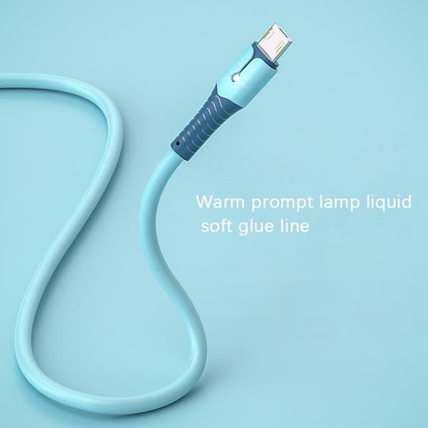Datakabel -B, Oxygen Pure Copper Core Liquid Silicone Datakabel med lys for Android (1,5M, Blå)