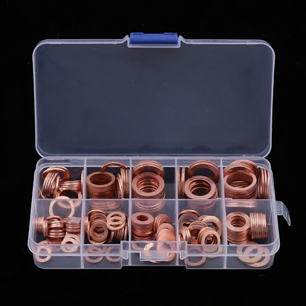 200 st kopparbricka packning mutter bult platt set O-ring solid packning sortiment kit bilmotor packning lock