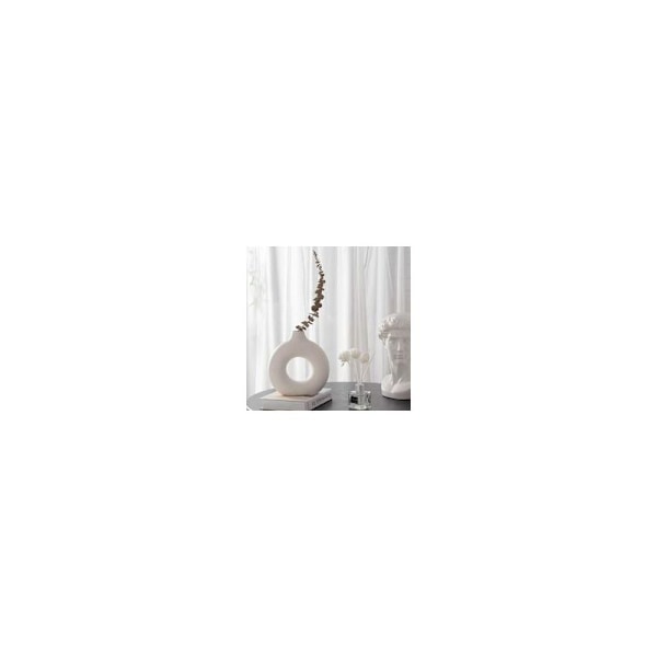 Vase, Keramik Vase Hjemmedekoration Minimalistisk Deco Hvid Vegetarisk Keramik Blomsterpotte Dekorativ Vase, 13 x 14cm-DENUOTOP