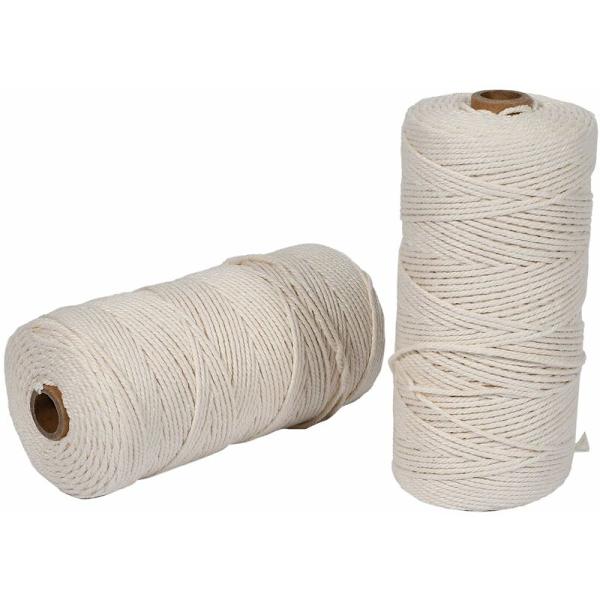 2 rullar 2 mm 200 meter för packning DIY-hantverk, hållbart rep för kraftig trädgårdsskötsel