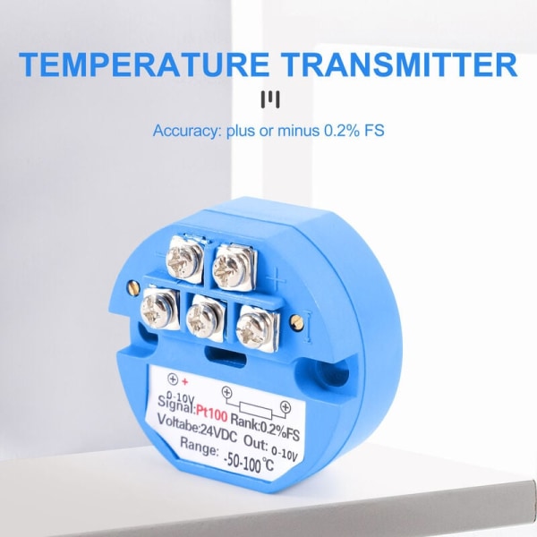 RTD PT100 DC24V Temperatursändare minus 50 100 grader utgång 0-10V