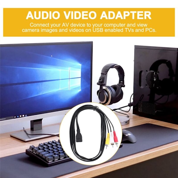 1,5 m USB Yksi kolmelle Phono AV-kaapeli PC:lle TV:lle Aux Audio Video Adapteri